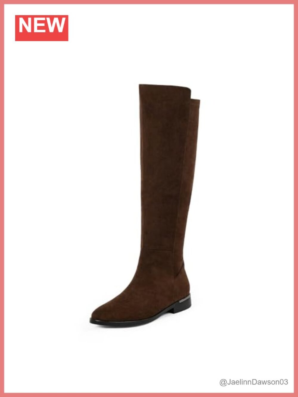 Knee High Flat Stretch Boots with Side Zipper, Faux Suede, Rounded Toe